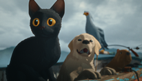 Some animals in front of a cloudy sky