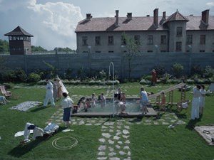 Image of a garden party in the house next to Auschwitz, setting of the Zone of Interest.